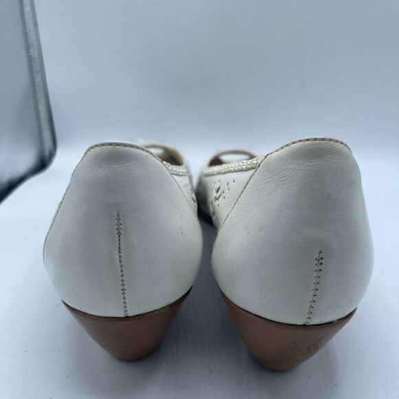 Cobbie Cuddlers Vintage 70's White Open Toed Woven Wedge Shoes 9.5 - Picture 4 of 13